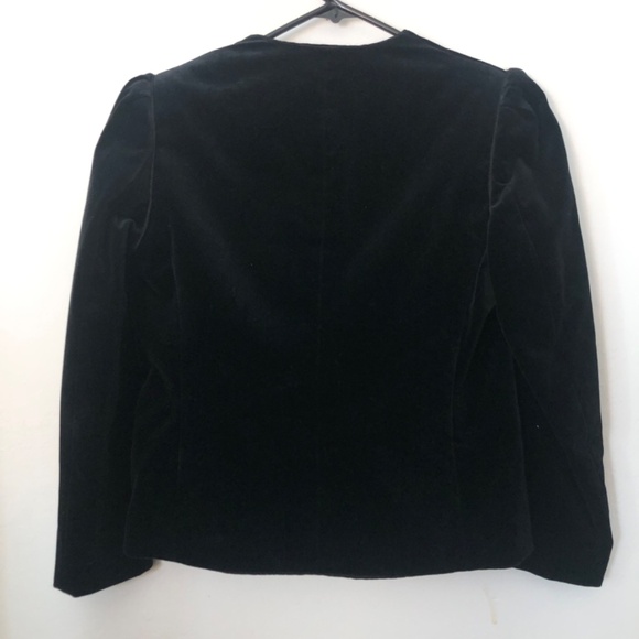 Vintage I Magnin Velvet Crop Blazer Jacket shoulder pads size 4 - Picture 3 of 11